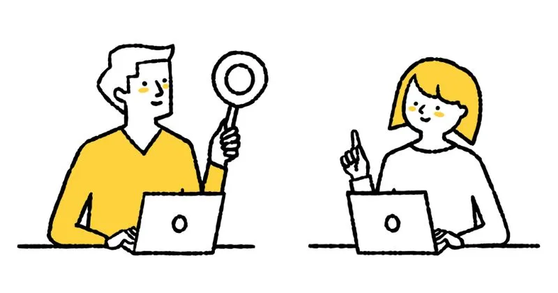 女性の質問に対して男性が〇を表示している