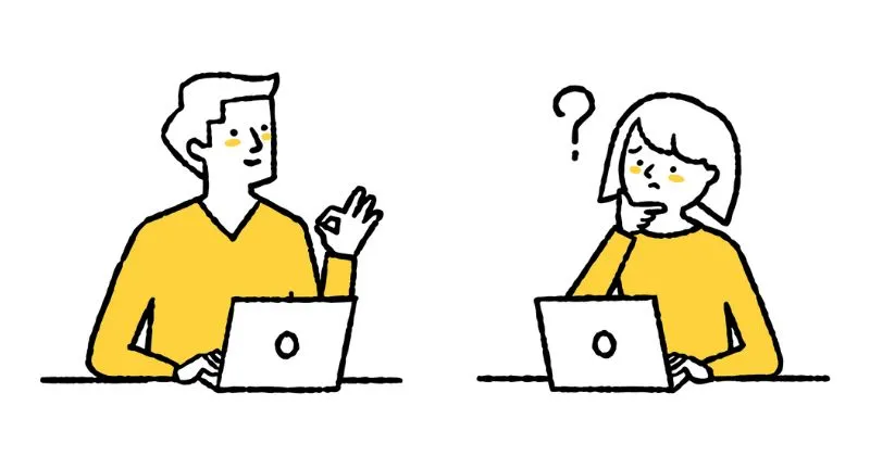 女性の疑問に対して男性がOKを表示している