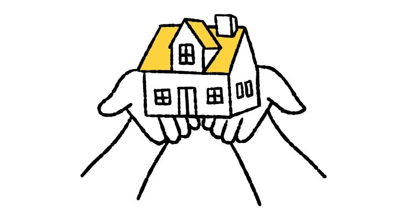 両手の上に家をのせているイラスト