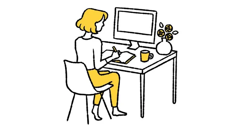 女性が在宅ワークをしている様子